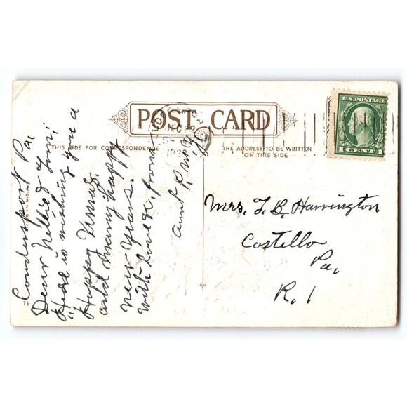 Vintage 1923 Santa Claus Christmas Postcard with Toys & Holly With Stamp - Picture 2 of 2